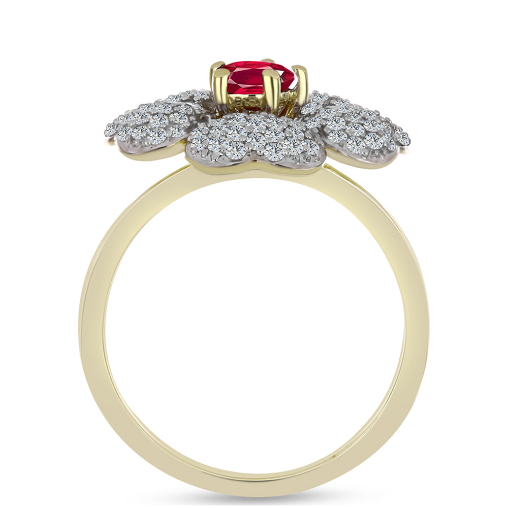 Goldplattierter Silberring mit Rubin aus Madagaskar und weißem Topas 2 