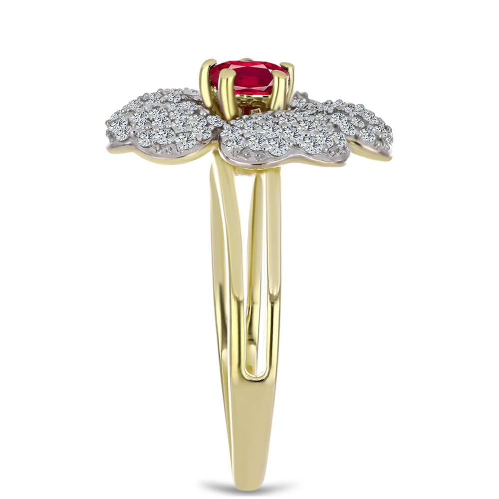 Goldplattierter Silberring mit Rubin aus Madagaskar und weißem Topas 4 