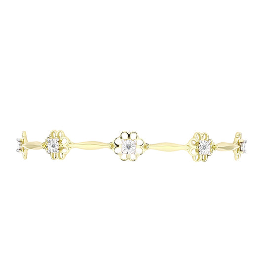 Goldplattiertes Silberarmband mit weißem Diamant