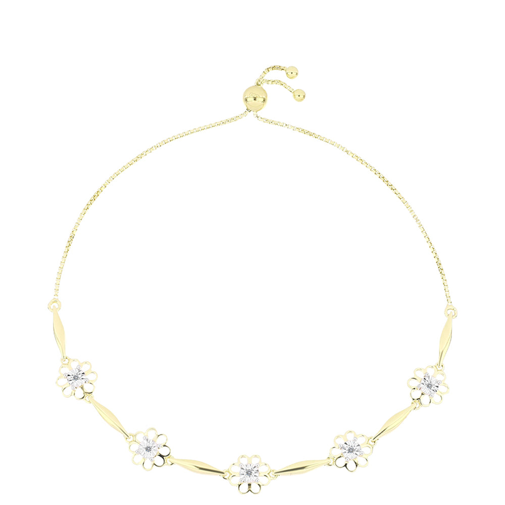 Goldplattiertes Silberarmband mit weißem Diamant