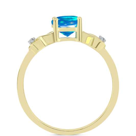 Goldplattierter Silberring mit äthiopischem Paradiese-Opal und weißem Topas
