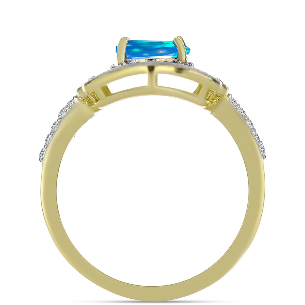 Goldplattierter Silberring mit äthiopischem Paradiese-Opal und weißem Topas 2 