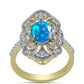 Goldplattierter Silberring mit äthiopischem Paradiese-Opal und weißem Topas