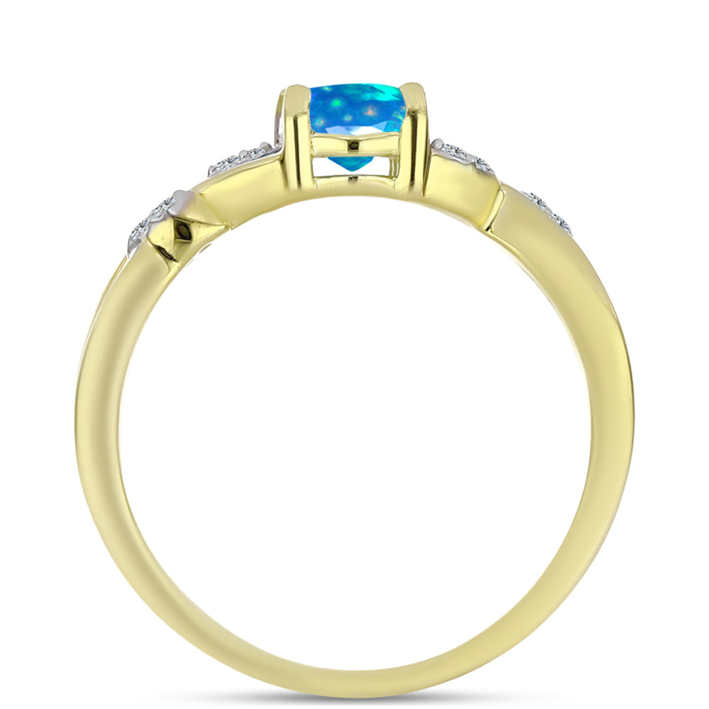 Goldplattierter Silberring mit äthiopischem Paradiese-Opal und weißem Topas