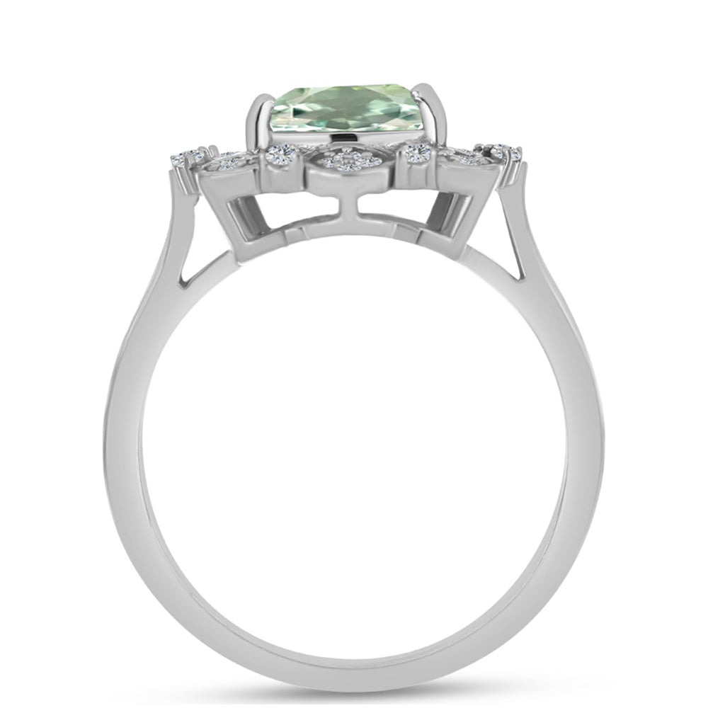 Silberring mit grünem Amethyst und weißem Topas 2 