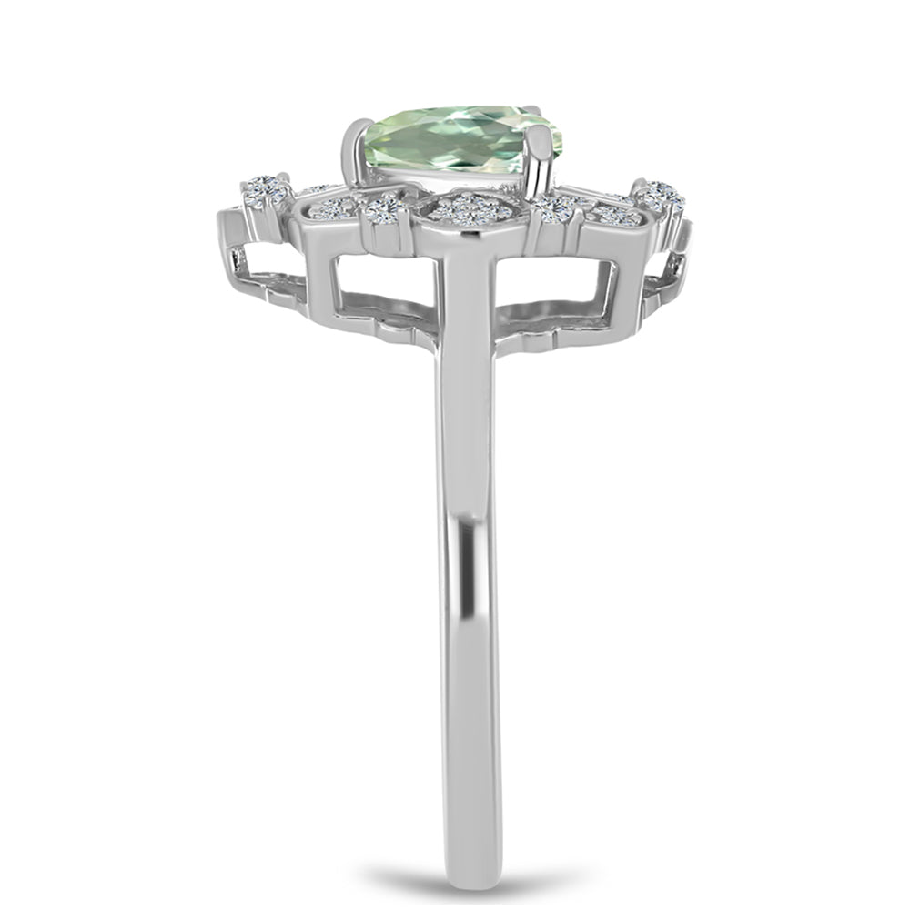 Silberring mit grünem Amethyst und weißem Topas 4 