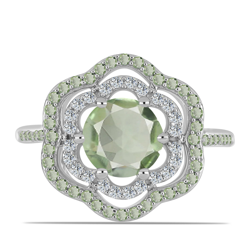 Silberring mit grünem Amethyst und Peridot aus Changbai 1 