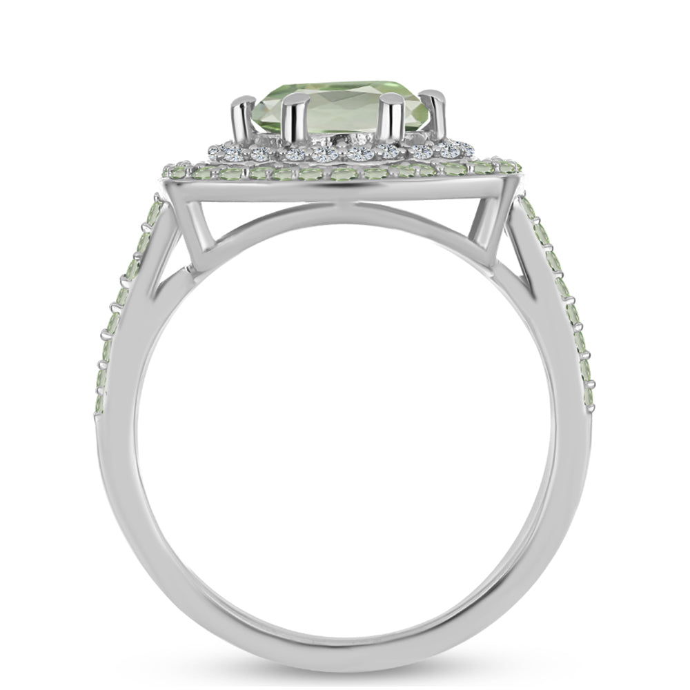 Silberring mit grünem Amethyst und Peridot aus Changbai 2 