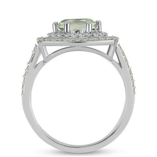 Silberring mit grünem Amethyst und Peridot aus Changbai