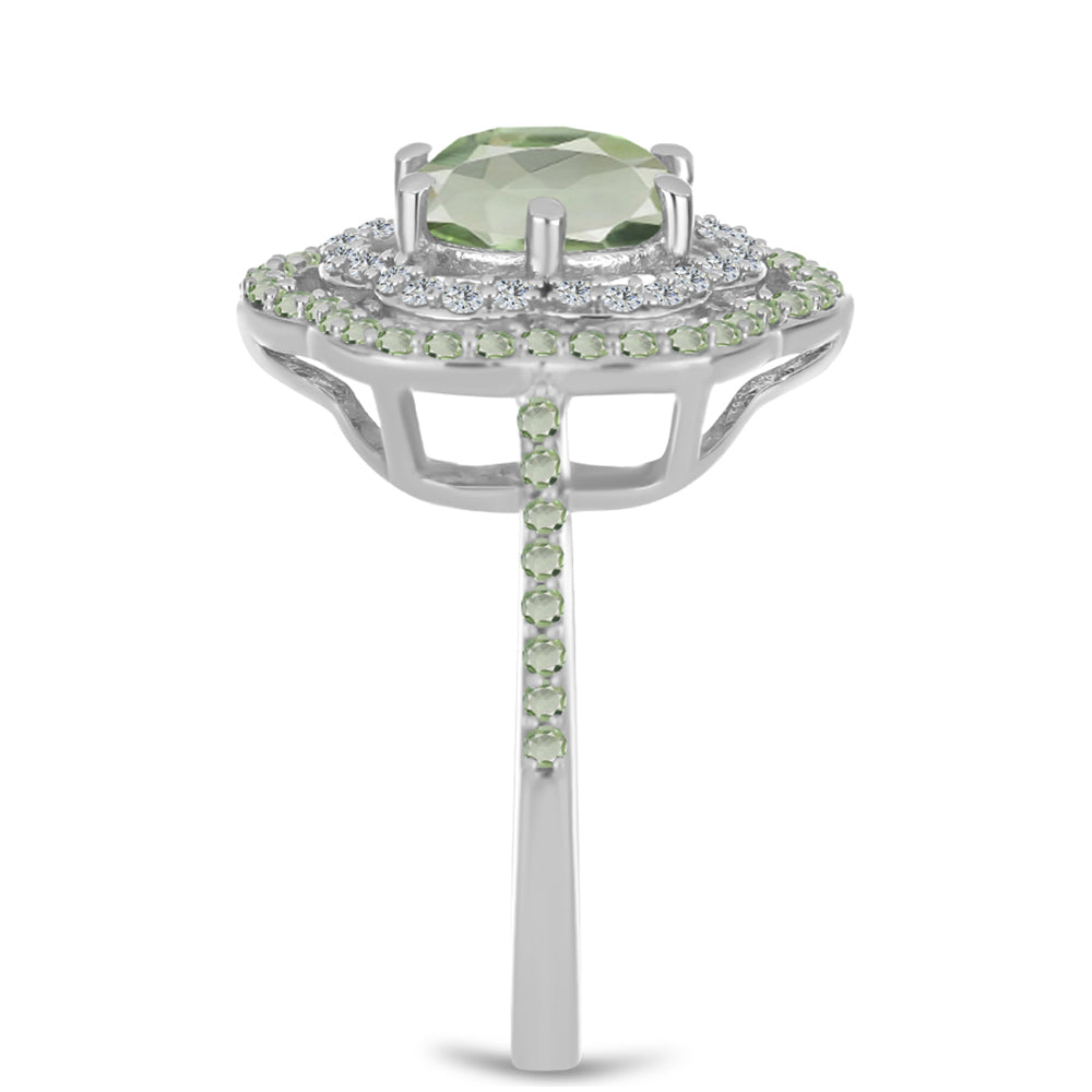 Silberring mit grünem Amethyst und Peridot aus Changbai 4 