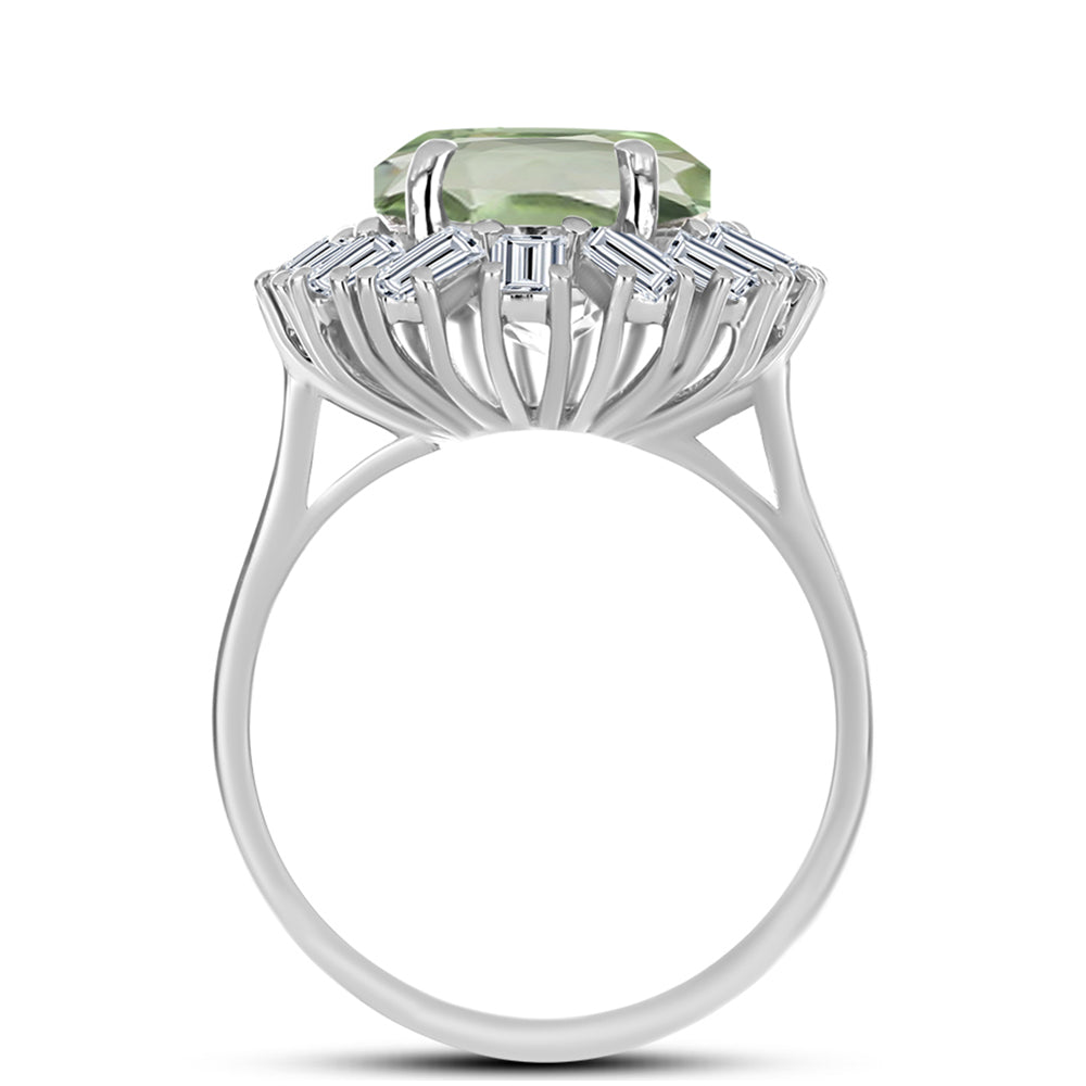 Silberring mit grünem Amethyst und weißem Topas 2 