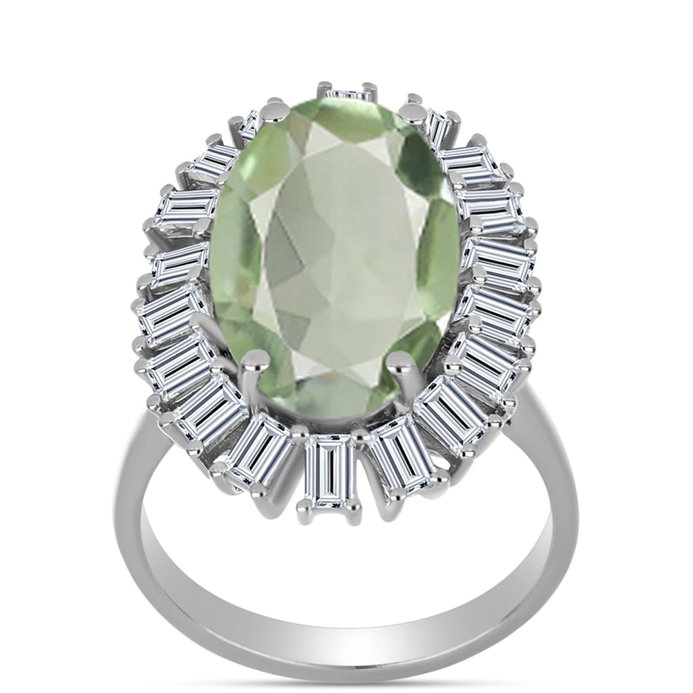 Silberring mit grünem Amethyst und weißem Topas 3 