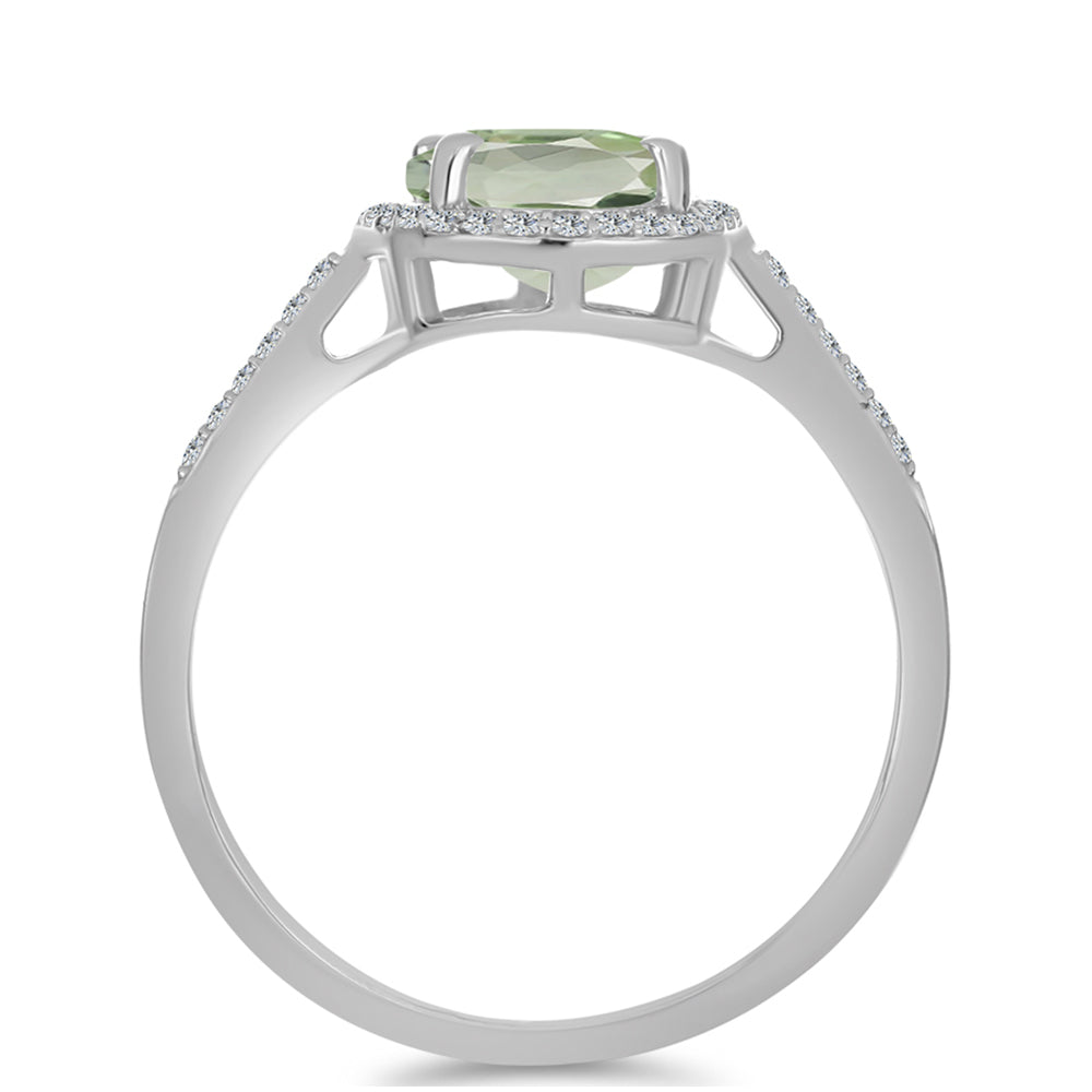 Silberring mit grünem Amethyst und weißem Topas 2 