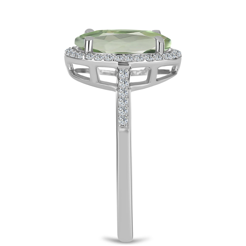 Silberring mit grünem Amethyst und weißem Topas 4 
