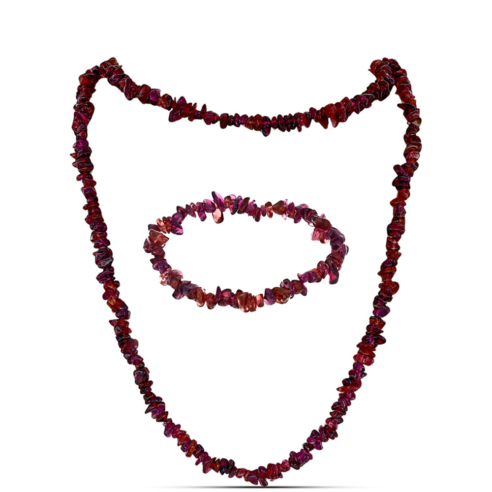 Schmuckgarnitur aus Nugget mit Rhodolith Granat 1 