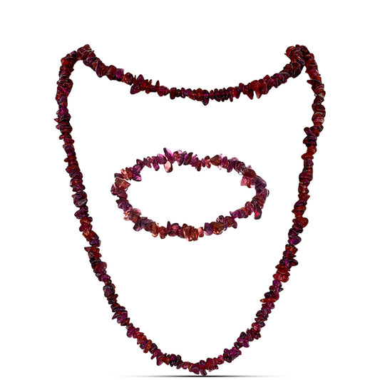 Schmuckgarnitur aus Nugget mit Rhodolith Granat