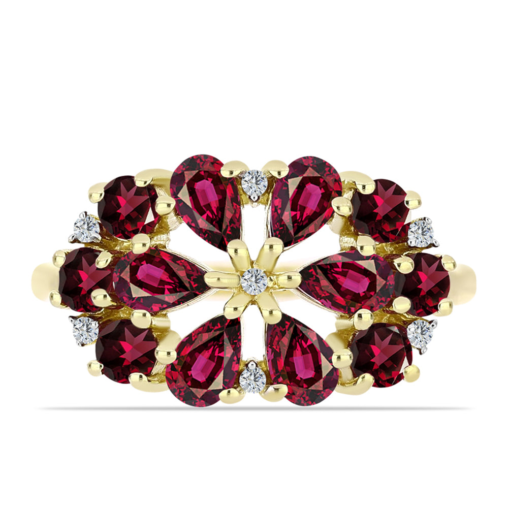 Goldplattierter Silberring mit Rhodolith Granat und weißem Topas 1 