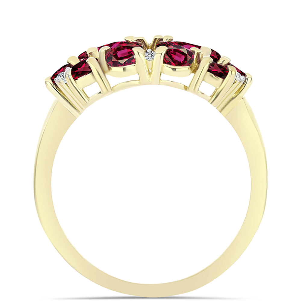 Goldplattierter Silberring mit Rhodolith Granat und weißem Topas