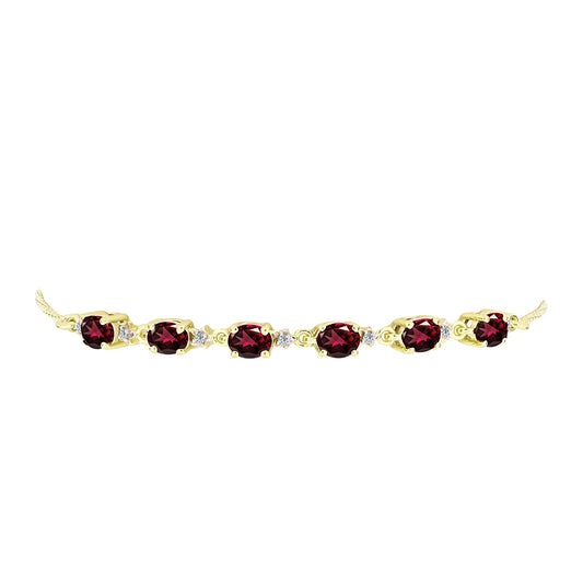 Goldplattiertes Silberarmband mit Rhodolith Granat und weißem Topas