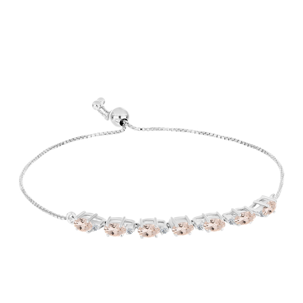 Silberarmband mit Morganit aus Gozareh und weißem Topas 1 