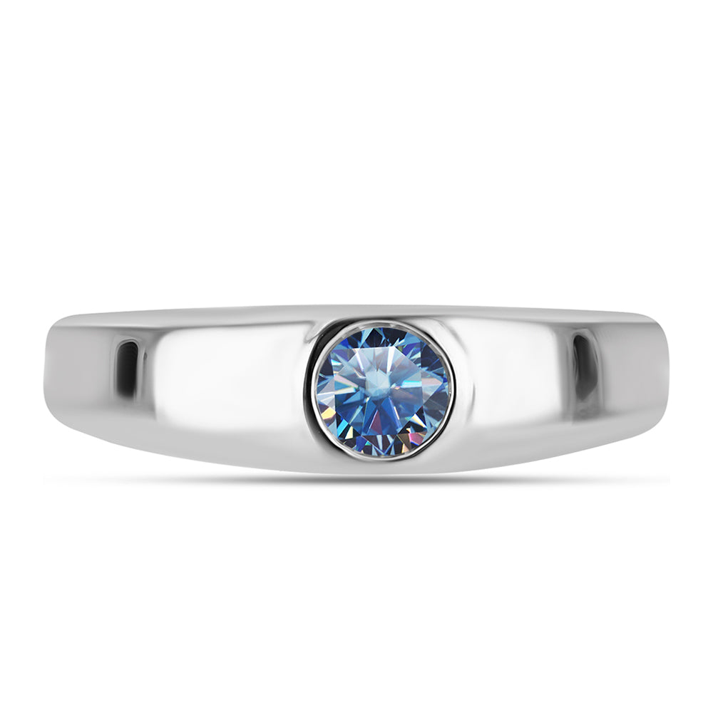 Silberring mit Ozeanblauem Moissanit 1 