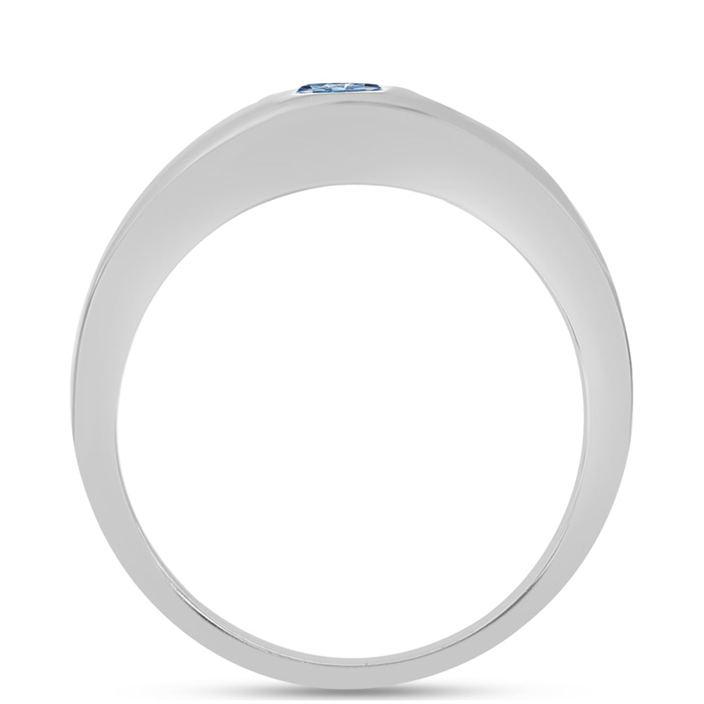 Silberring mit Ozeanblauem Moissanit 2 