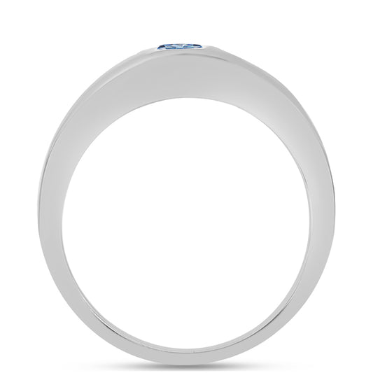 Silberring mit Ozeanblauem Moissanit