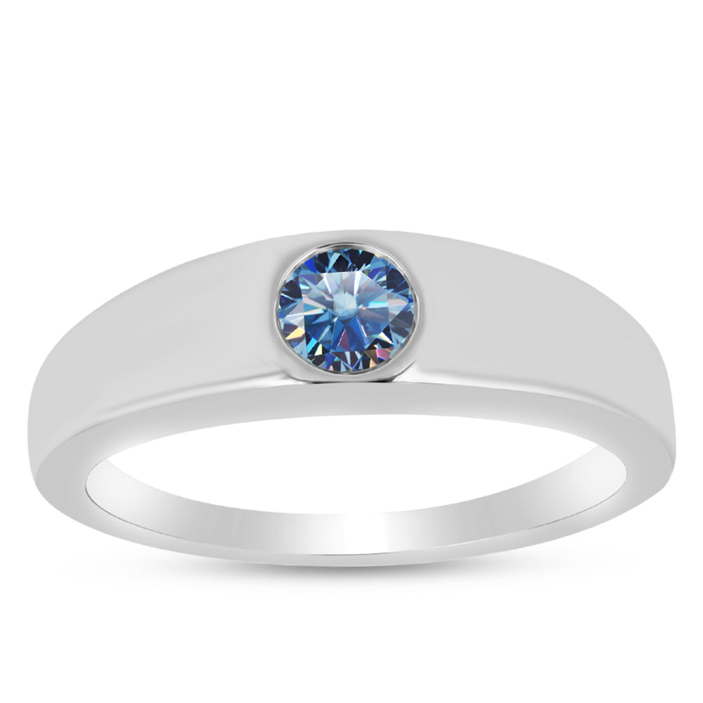 Silberring mit Ozeanblauem Moissanit 3 