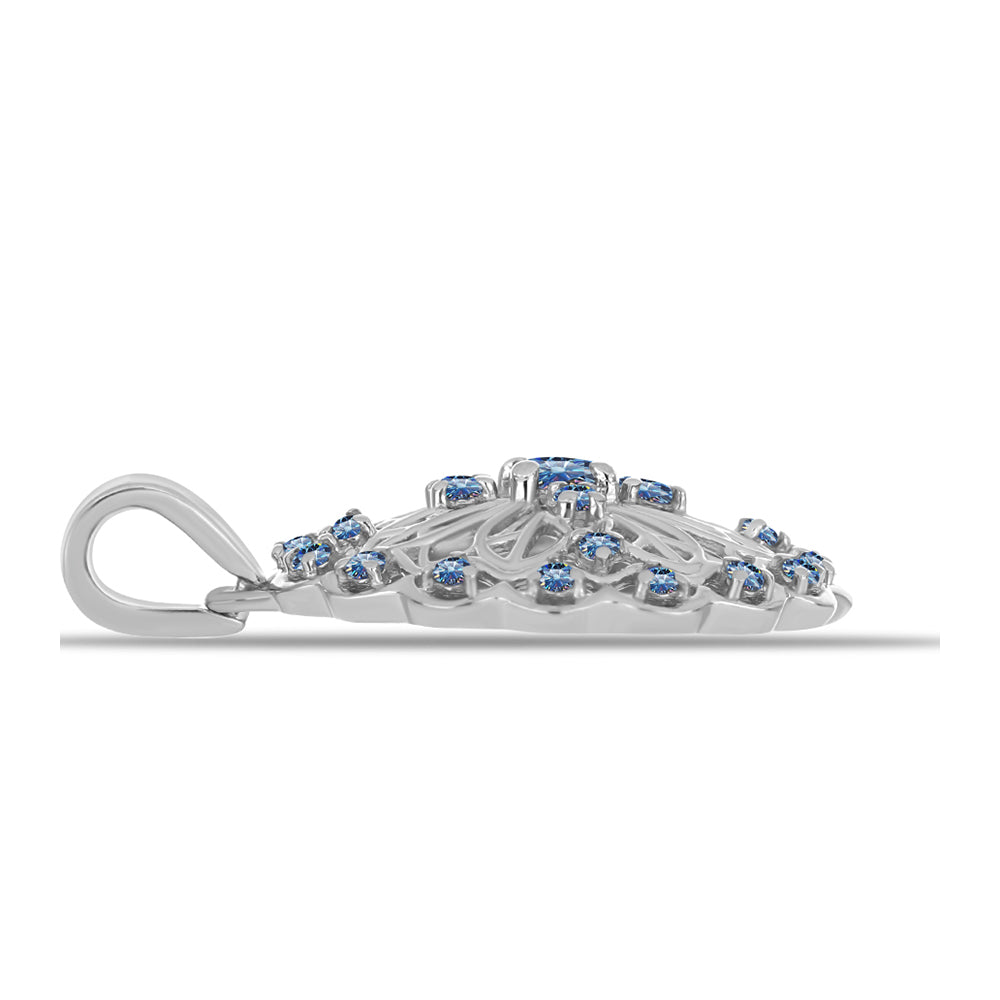 Silberanhänger mit Ozeanblauem Moissanit 2 