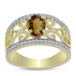 Goldplattierter Silberring mit Cognac-Quarz und weißem Topas