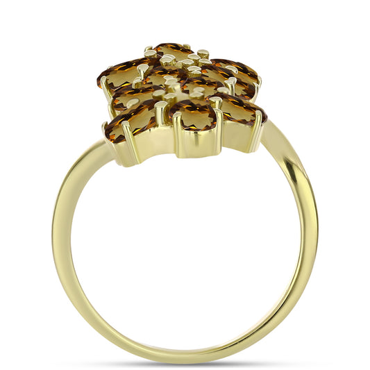 Goldplattierter Silberring mit Cognac-Quarz