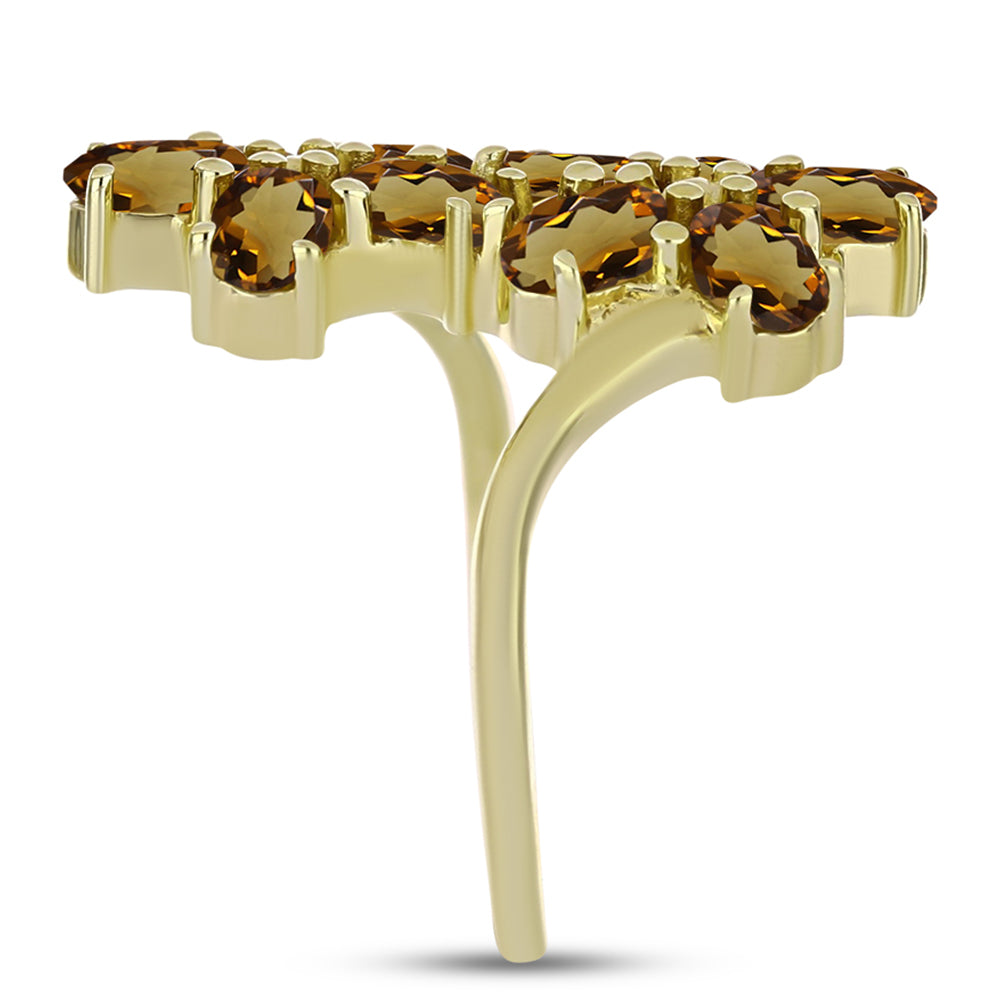 Goldplattierter Silberring mit Cognac-Quarz 4 