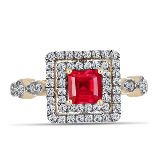 Goldplattierter Silberring mit rotem Achat und weißem Topas