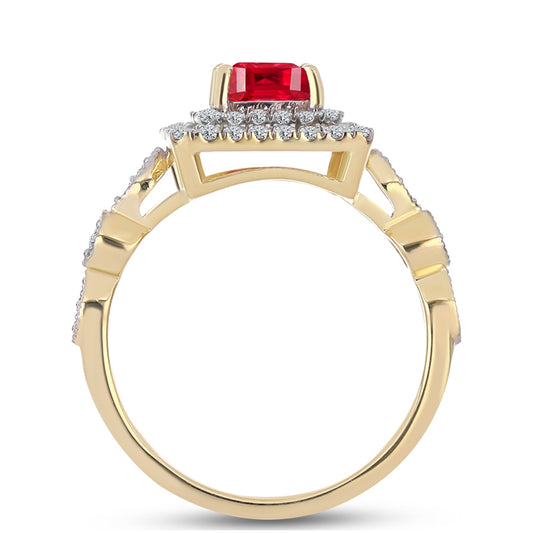 Goldplattierter Silberring mit rotem Achat und weißem Topas