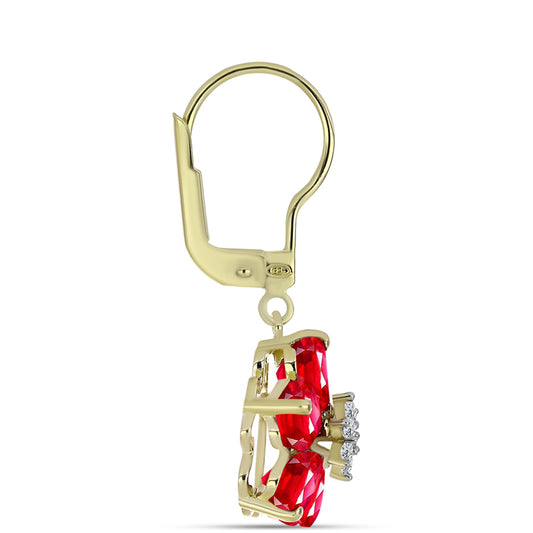 Goldplattierte Silberohrringe mit rotem Achat und weißem Topas