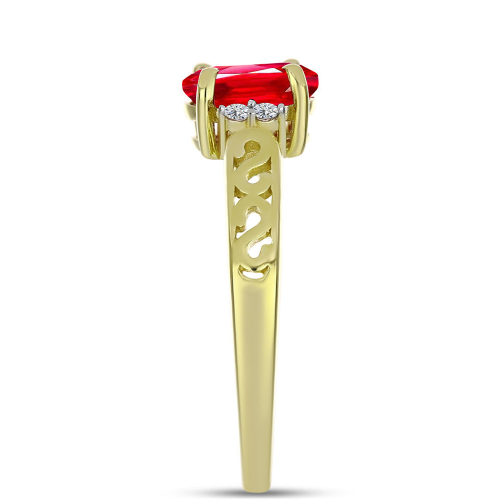 Goldplattierter Silberring mit rotem Achat und weißem Topas 4 