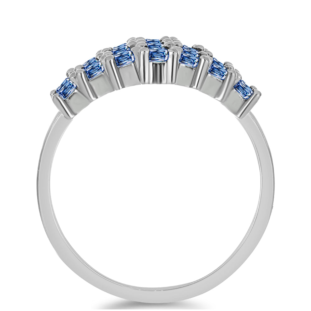 Silberring mit Ozeanblauem Moissanit 2 