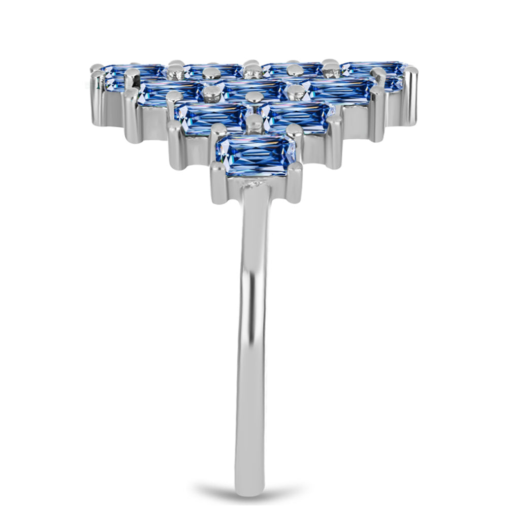 Silberring mit Ozeanblauem Moissanit 4 