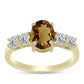 Goldplattierter Silberring mit Cognac-Quarz und weißem Topas
