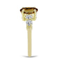 Goldplattierter Silberring mit Cognac-Quarz und weißem Topas