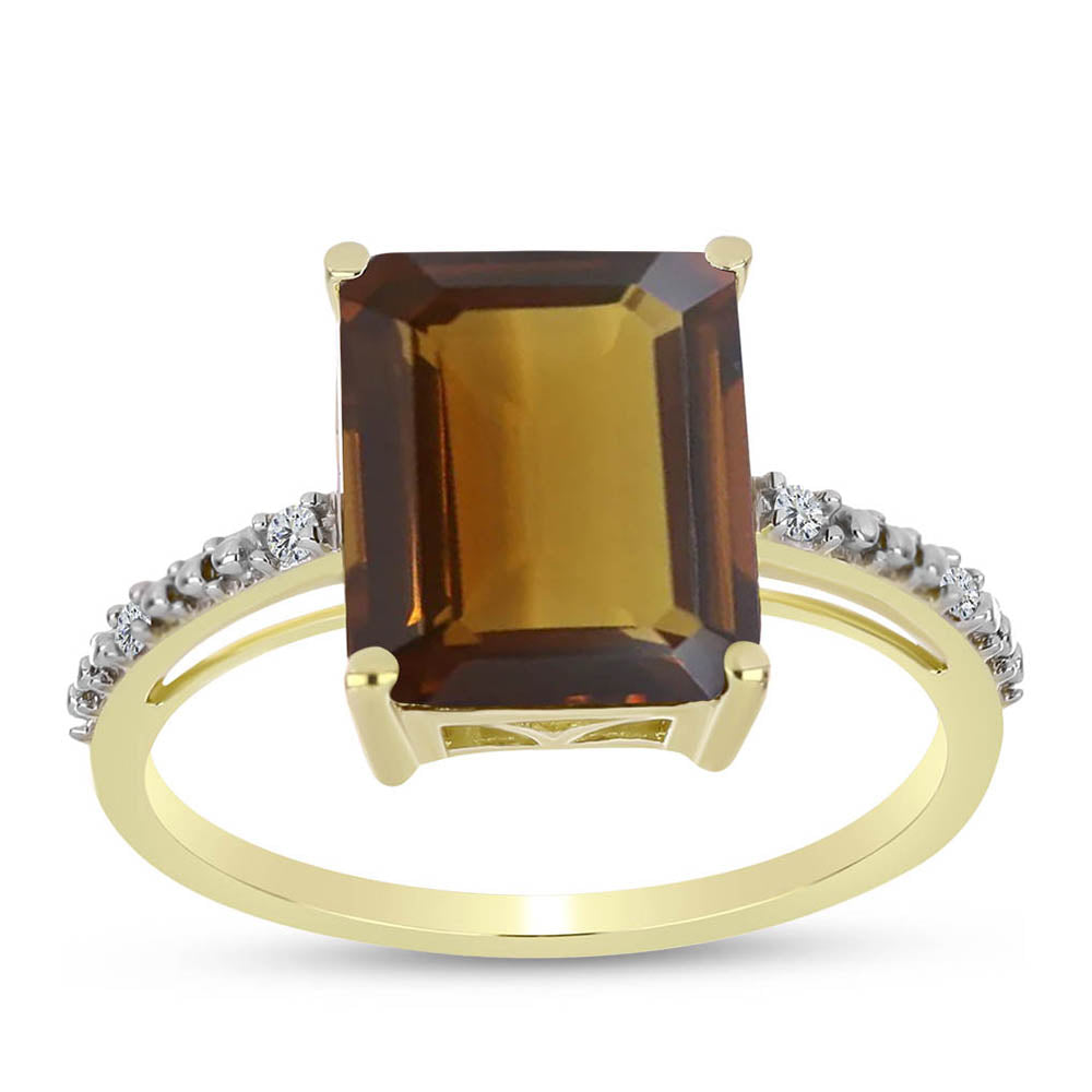 Goldplattierter Silberring mit Cognac-Quarz und weißem Topas 3 