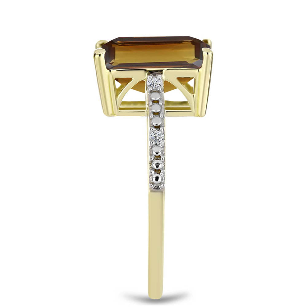Goldplattierter Silberring mit Cognac-Quarz und weißem Topas 4 