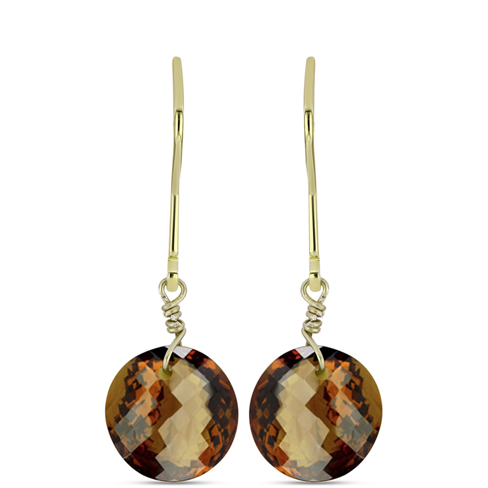 Goldplattierte Silberohrringe mit Cognac-Quarz