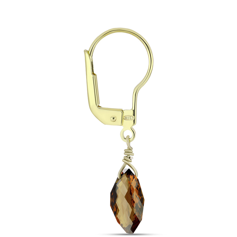 Goldplattierte Silberohrringe mit Cognac-Quarz 2 
