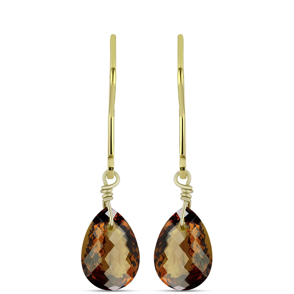 Goldplattierte Silberohrringe mit Cognac-Quarz 1 