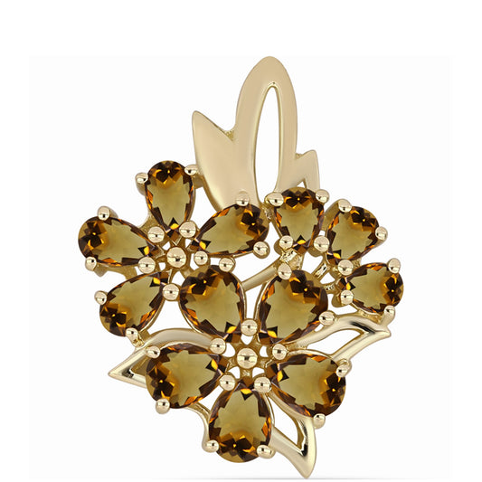 Goldplattierter Silberanhänger mit Cognac-Quarz
