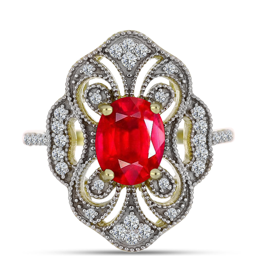 Goldplattierter Silberring mit rotem Achat und weißem Topas 1 