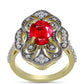 Goldplattierter Silberring mit rotem Achat und weißem Topas