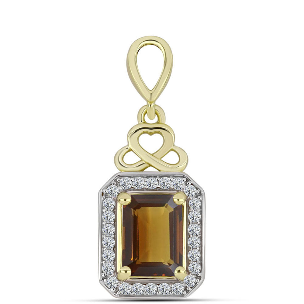 Goldplattierter Silberanhänger mit Cognac-Quarz und weißem Topas 1 