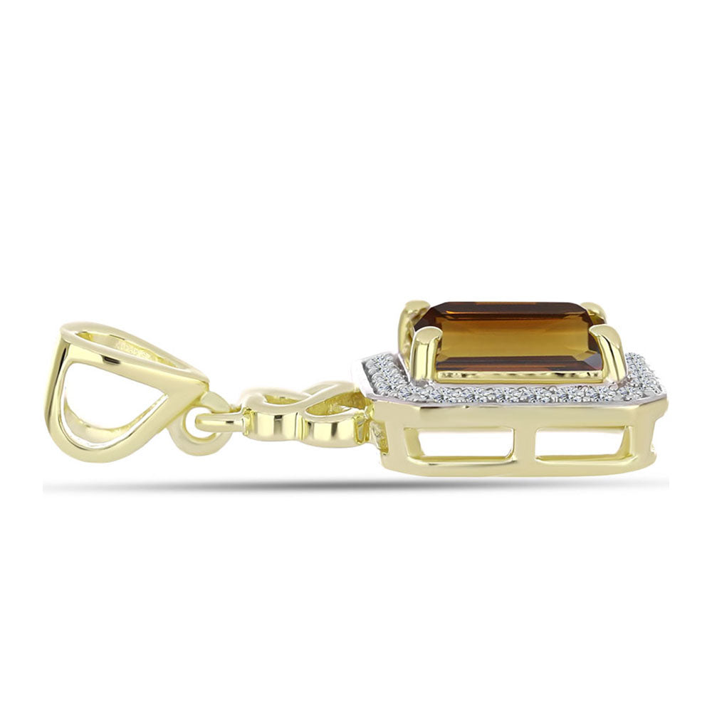 Goldplattierter Silberanhänger mit Cognac-Quarz und weißem Topas 2 